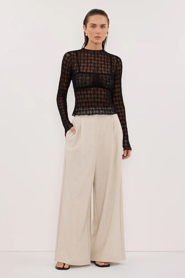 Leia Long Sleeve Lace Knit Top from DISSH