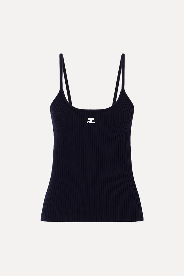 Reediton Logo-Appliquéd Ribbed-Knit Tank from Courrèges 