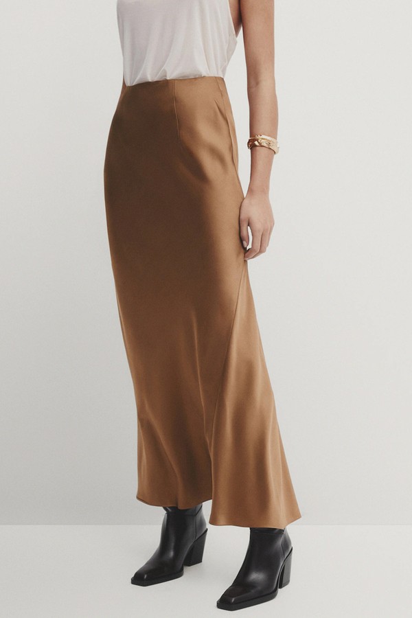 Long Satin-Finish Silk Shirt from Massimo Dutti