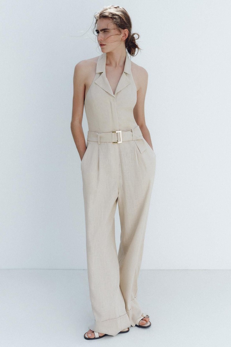 Halter Neck Linen Jumpsuit