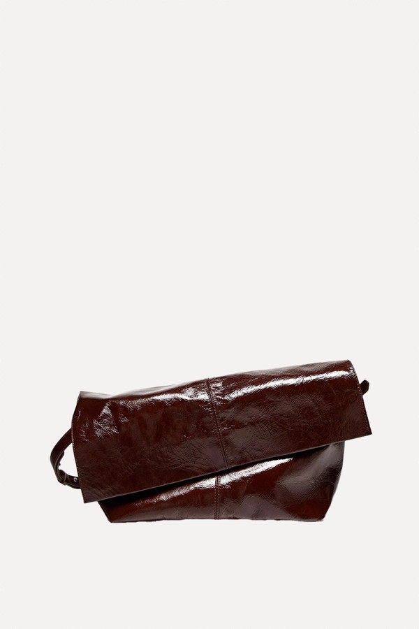 Crackled Nappa Leather Flap Bag