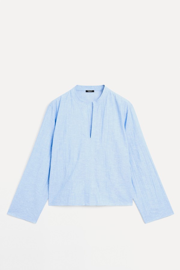 Linen Blend Blouse With Seam Details from Massimo Dutti