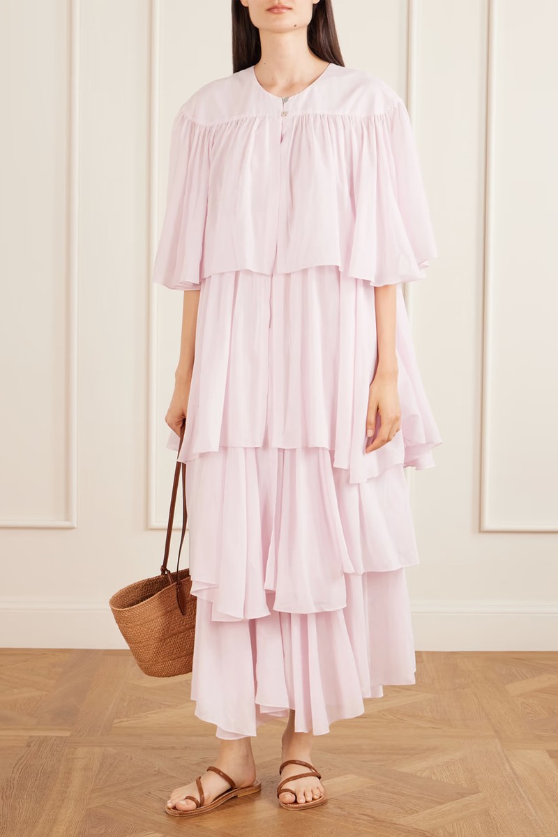 Formentera Ruffled Cotton & Silk-Blend Voile Kaftan from LES VACANCES D'IRINA