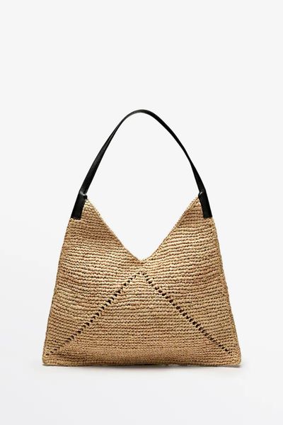 Raffia Flat Shopper Bag from Massimo Dutti