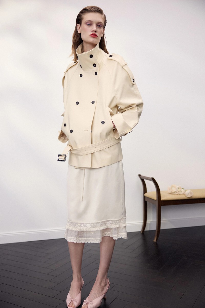 Satin Midi Skirt With Lace