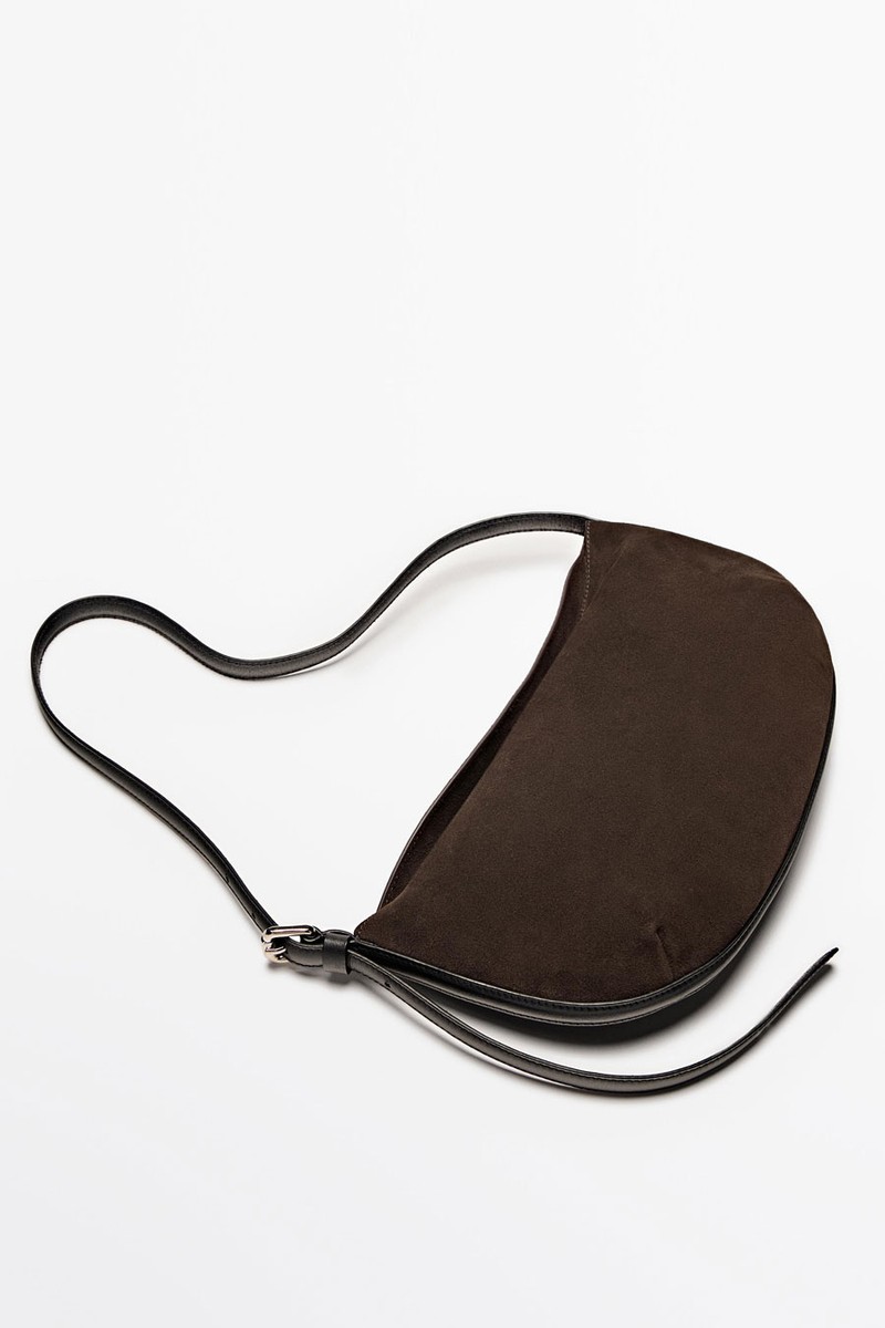 Split Leather Half-Moon Bag from Massimo Dutti