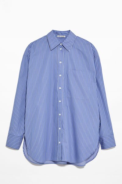 Striped 100% Cotton Long-Sleeved Shirt from Oysho