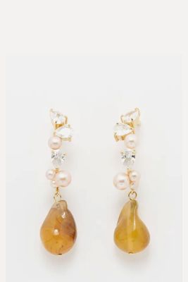 Crystal, Pearl & Resin 14kt Gold-Plated Earrings from Completedworks