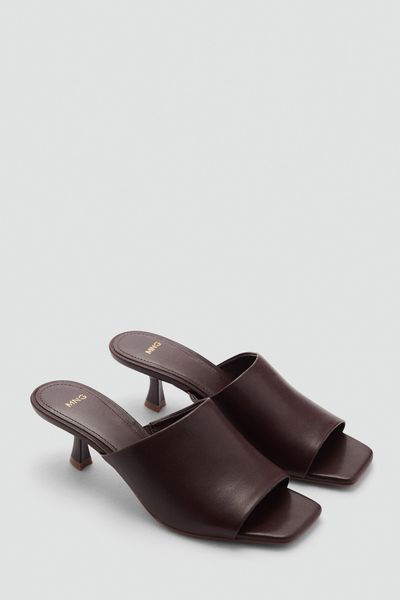 Kitten-Heel Leather Sandal from Mango