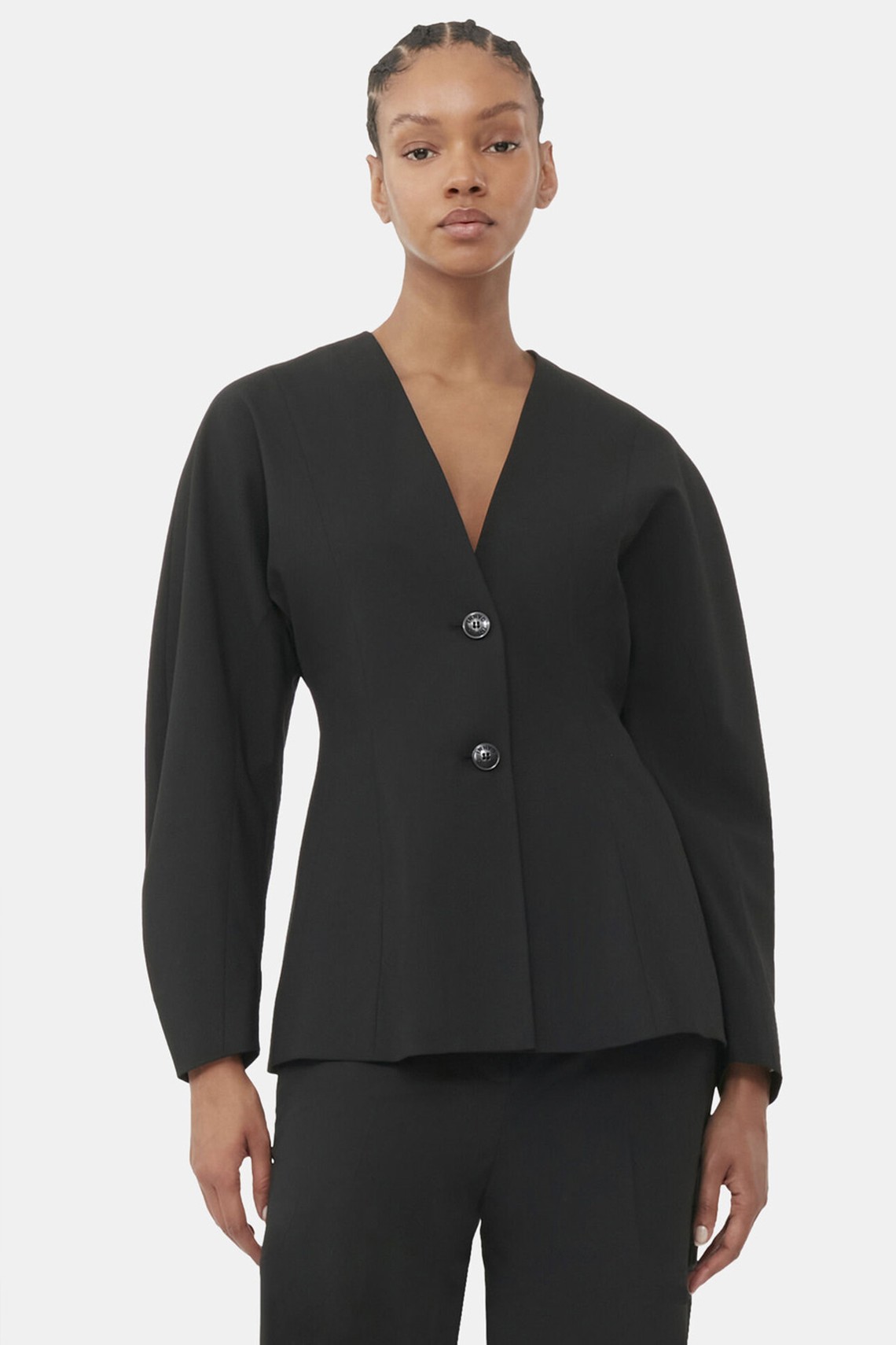 Fitted Drapey Melange Blazer from Ganni