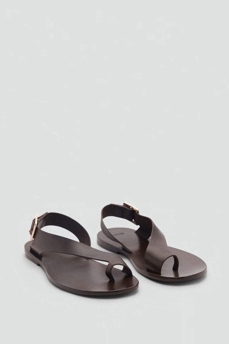 Leather Sandals With Cross Strap from Mango