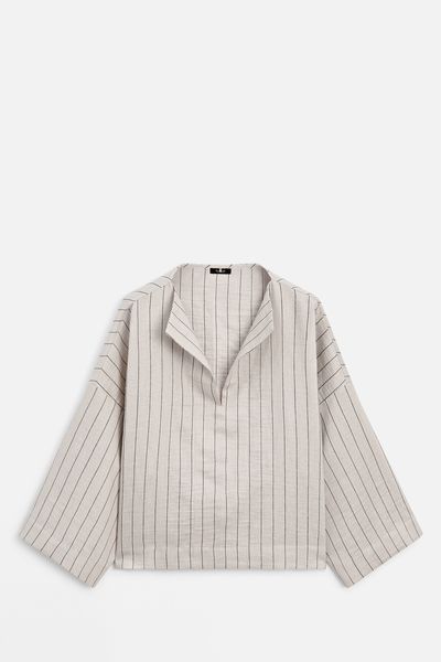 Contrast Striped Linen Blend Shirt