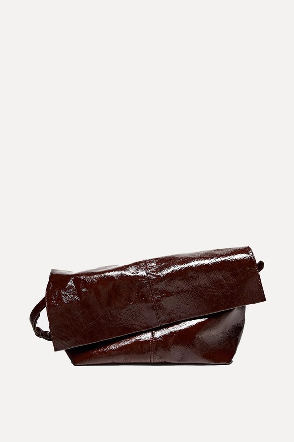 Crackled Nappa Leather Flap Bag from Massimo Dutti