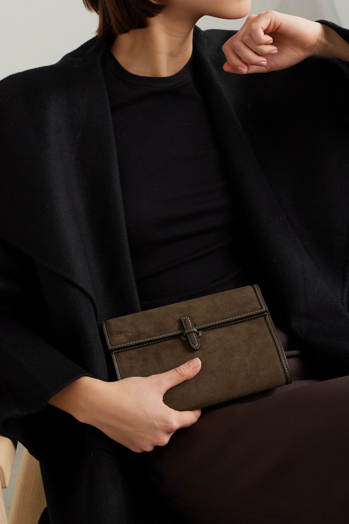 Leather-Trimmed Suede Clutch from Hunting Season