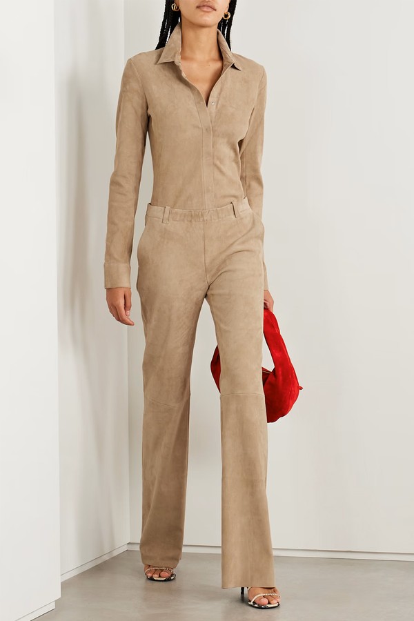 Oswald Suede Straight-Leg Pants from STOULS