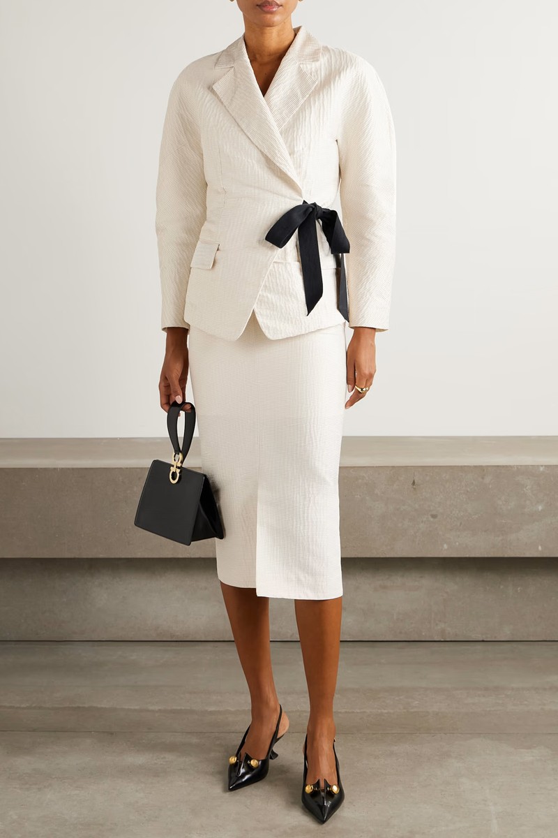 Belted Textured-Satin Jacket from Lanvin