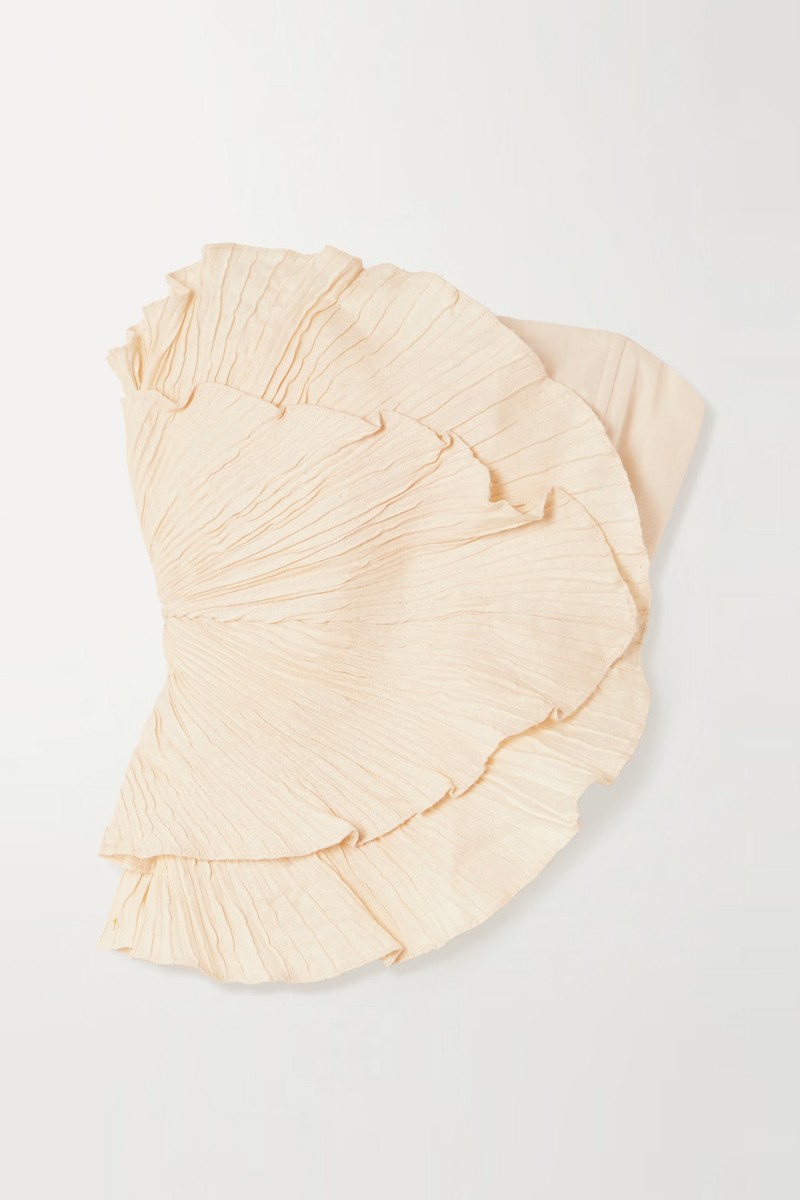 Las Olas Strapless Layered Gathered Linen Top from Andrés Otálora