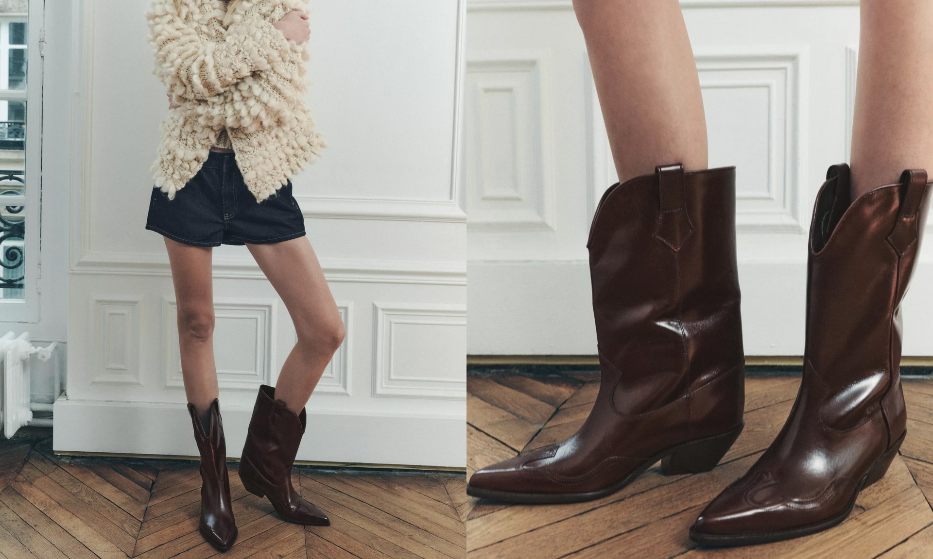 Leather Cowboy Boots from Zara