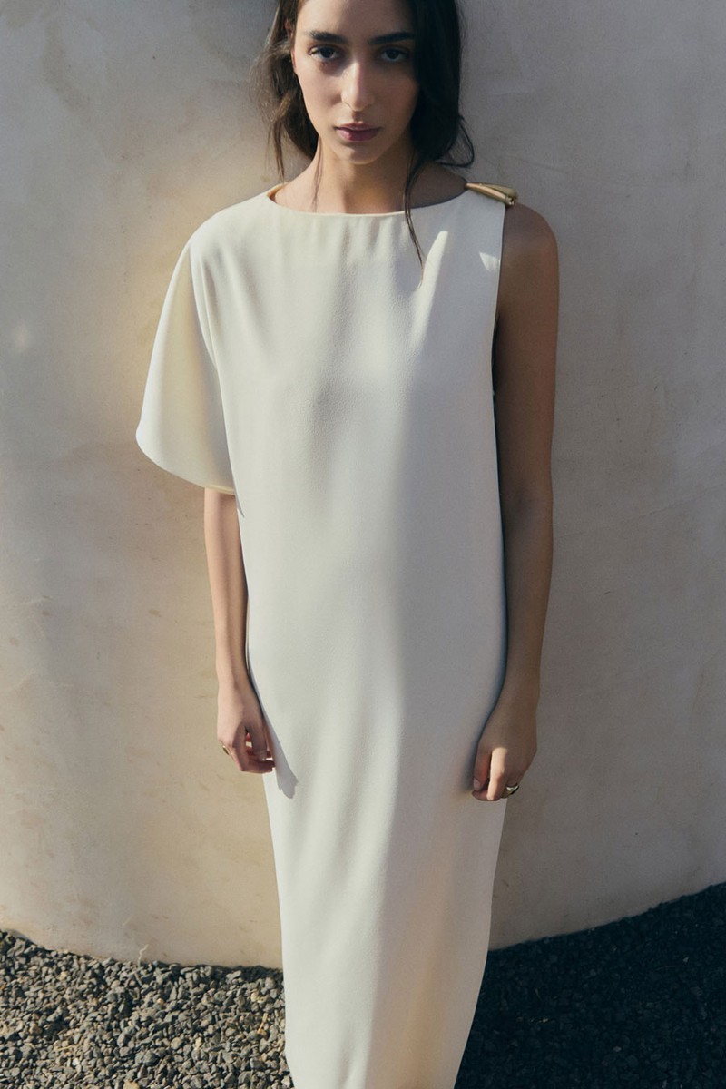 Long Dress With Asymmetrical Sleeve from Mango