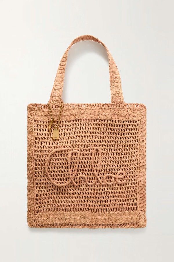Summer Banana Embellished Crocheted Embroidered Faux Raffia Tote from Chloé