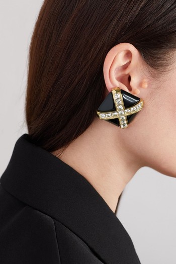 Gold-Tone, Enamel & Crystal Clip Earrings from Saint Laurent