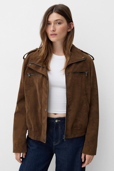 Faux Suede Jacket from Bershka