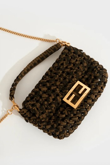 Jacquard Fabric Interlace Mini Baguette Bag from Fendi