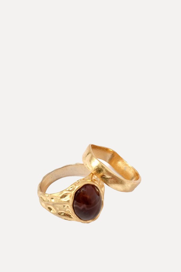 Gold Tone Hammered Rings from Mint Velvet
