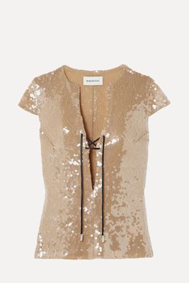 Seer Sequined Stretch-Tulle Top from 16 Arlington
