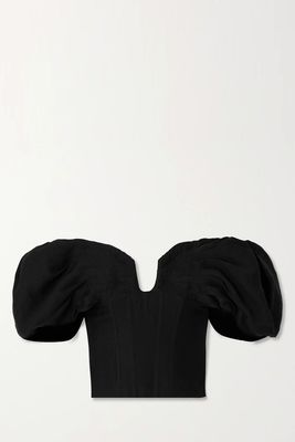 Samantha Off-The-Shoulder Gathered Gauze Bustier Top from Cult Gaia