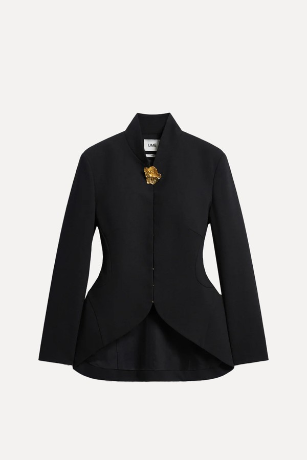 Brooch-Detail Hourglass Blazer