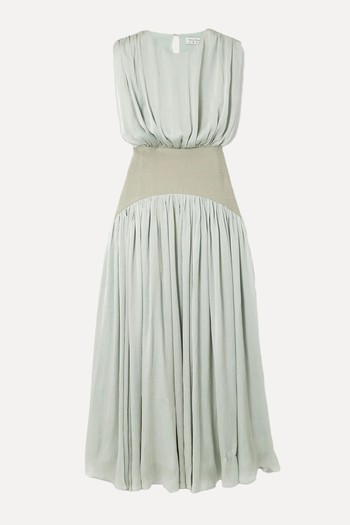 Suri Pleated Twill-Trimmed Crepon Gown from Abadia