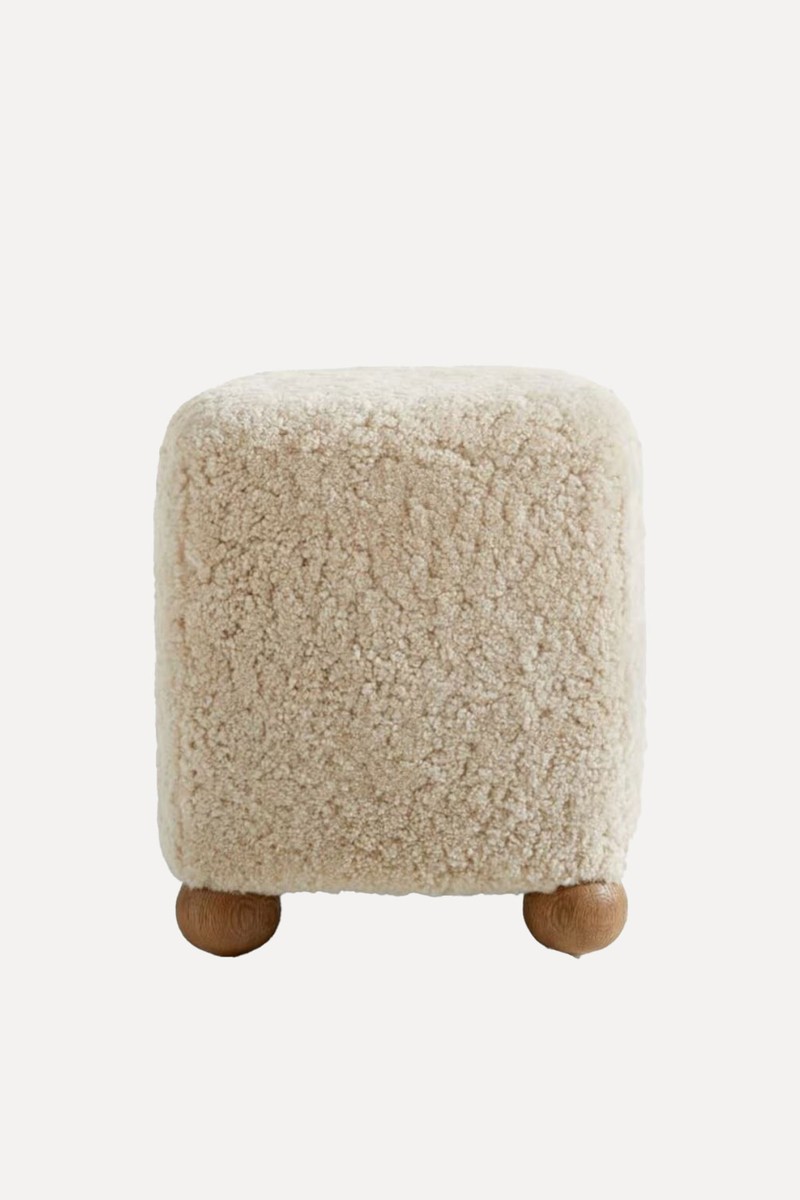 L'Enchere Square Wool Ottoman from Athena Calderone