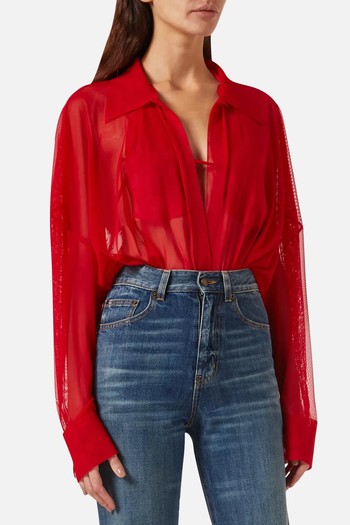 Oversized Boyfriend Shirt Bodysuit from Norma Kamali