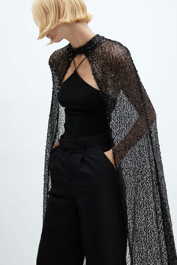 Long Sequin Cape