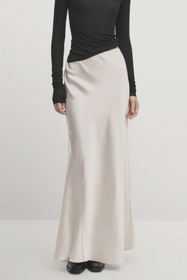 Long Satin-Finish Silk Skirt from Massimo Dutti