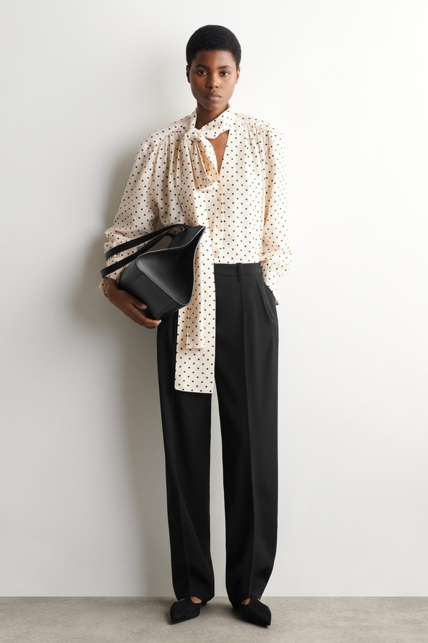 Scarf-Detail Polka-Dot Shirt from COS