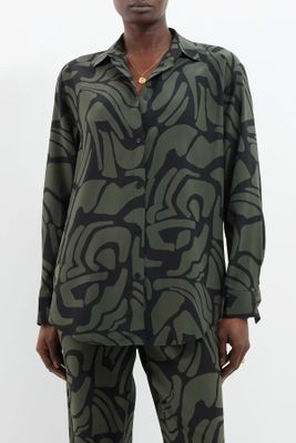 Abstract-Print Silk Crepe De Chine Shirt from Matteau 