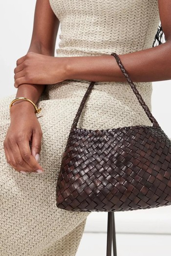 Santa Rosanna Small Woven-Leather Shoulder Bag, AED 1,290 | Dragon Diffusion