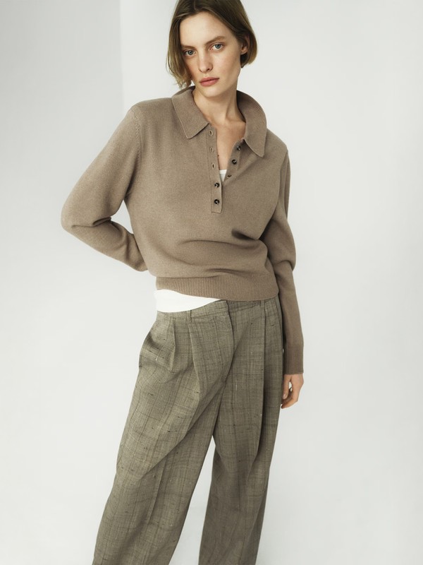 Shoulder-Pad Polo Jumper