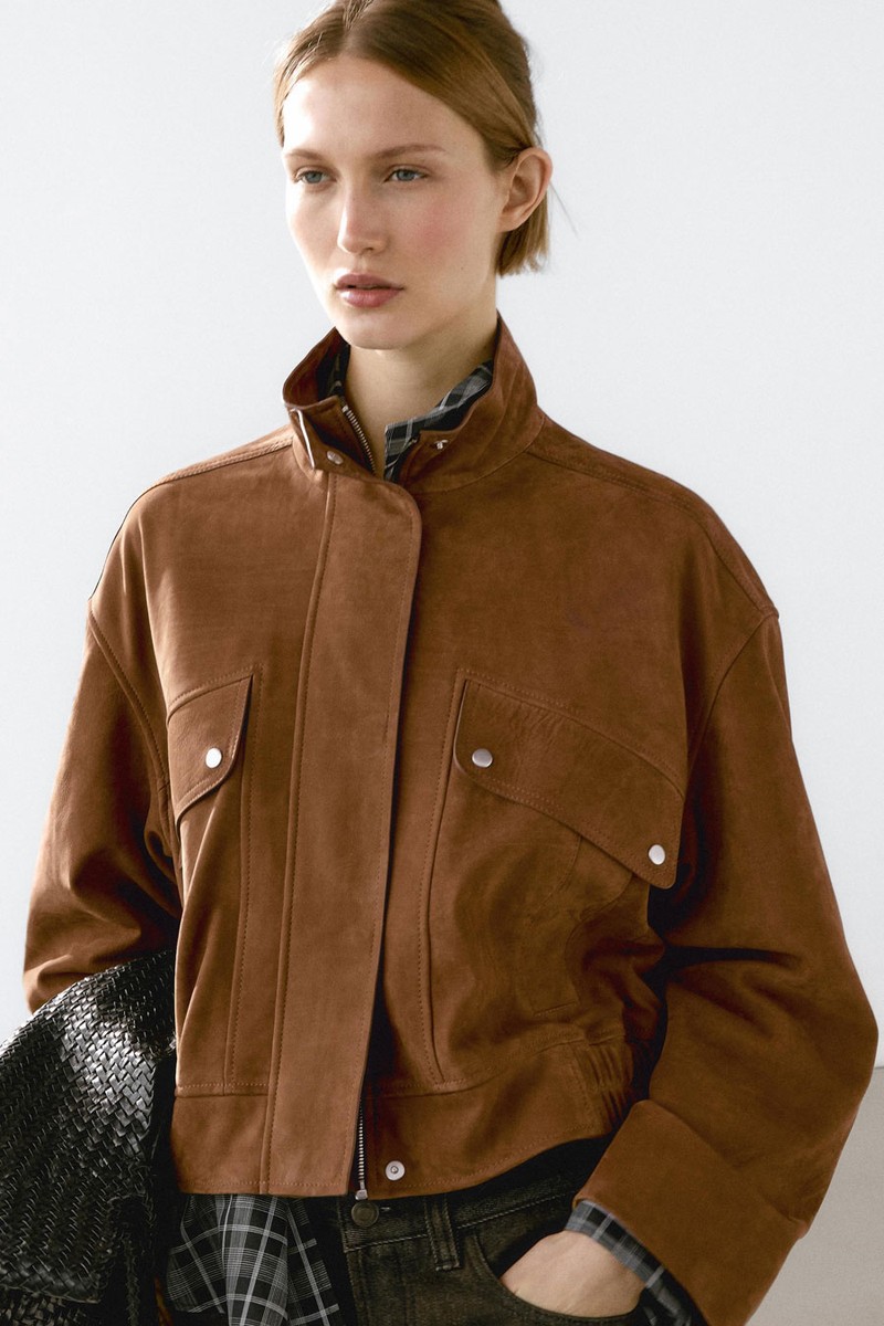 Nubuck Suede Leather Bomber Jacket