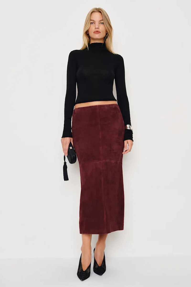 Veda Cole Low Waist Leather Maxi Skirt from Reformation