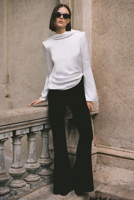 Open-Back Blouse With Shoulder Pads