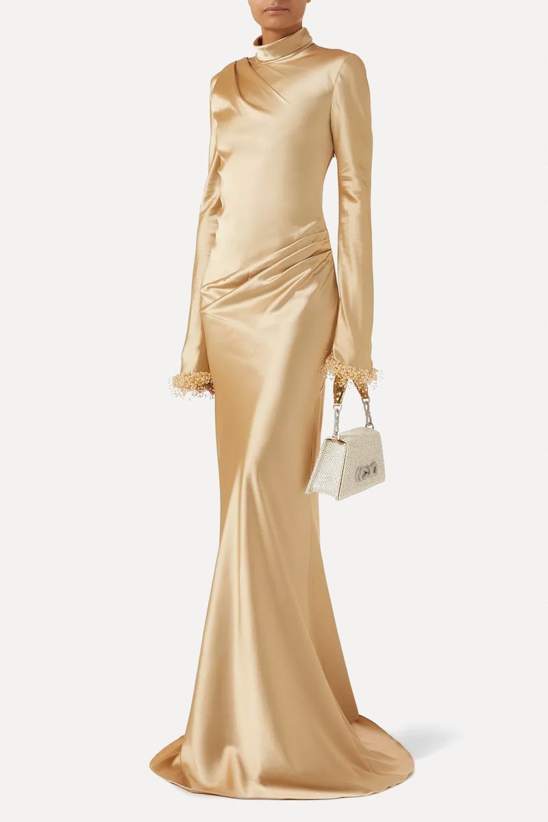 Floating Pearls Turtleneck Maxi Dress from Mach & Mach