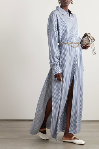 Avery Oversized Striped Twill Maxi Shirt Dress from The Frankie Shop