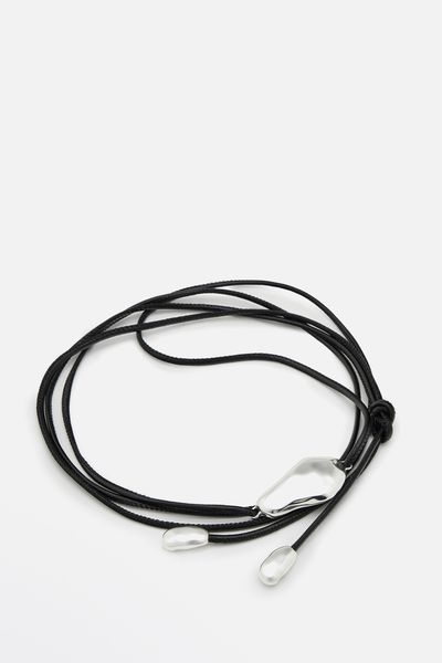 Leather Cord Belt With Piece Detail