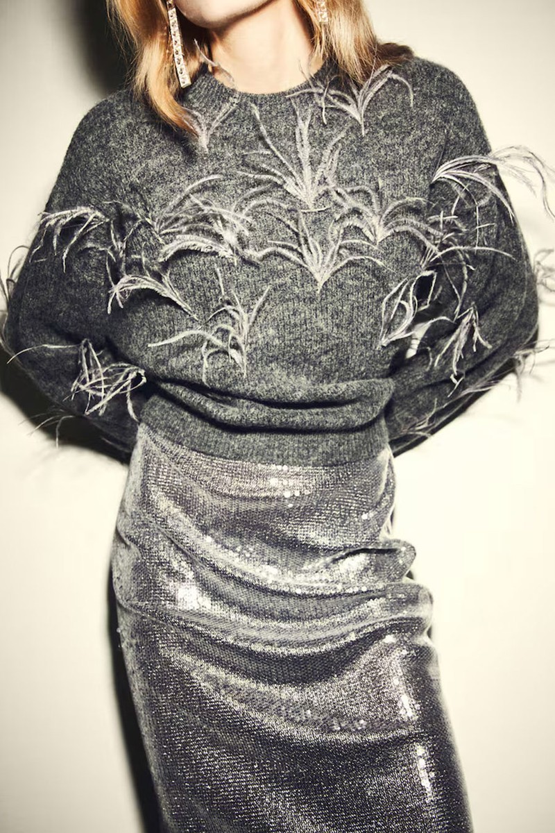 Knitted Sweater With Feathers from Mango 