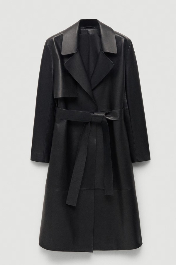 100% Leather Trench Coat from Mango
