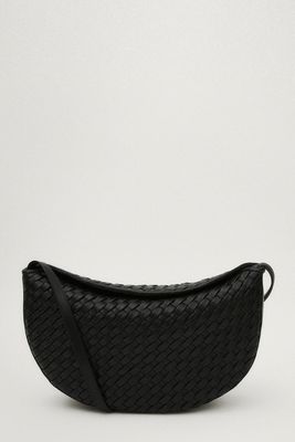 Plaited Nappa Leather Half-Moon Bag  from Massimo Dutti 