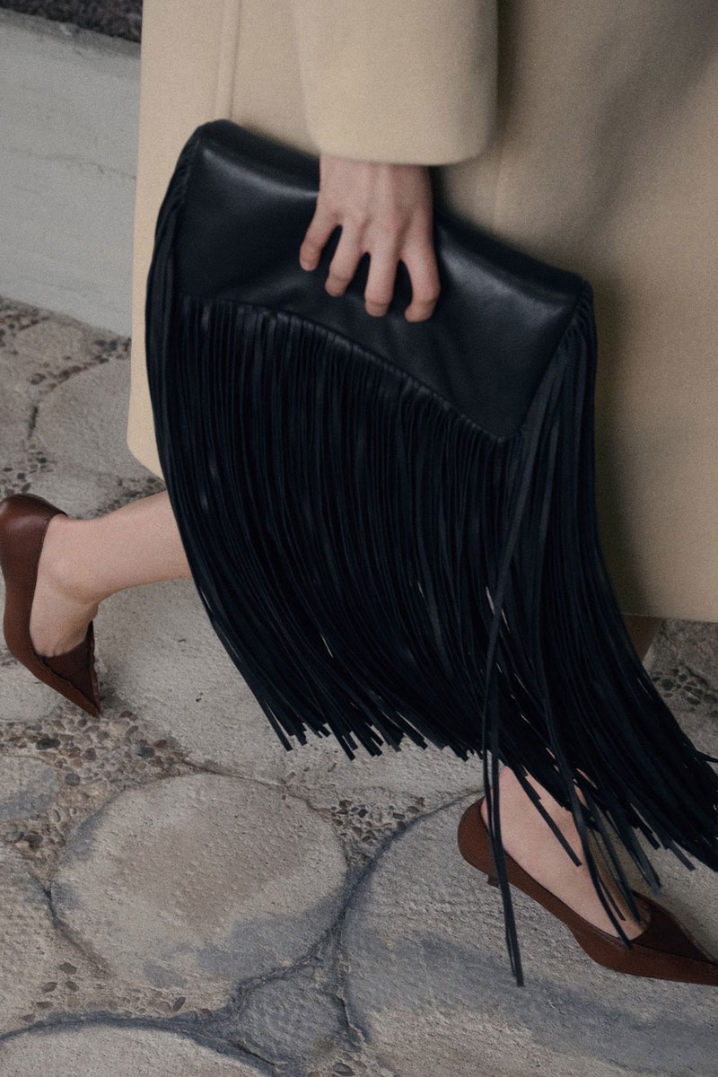 Leather Handbag With Fringes